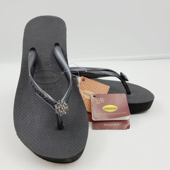 Havaianas Platform Flip Flops Sandals Black Size 4.50-5 US (35 EUR) NWT - Picture 1 of 10